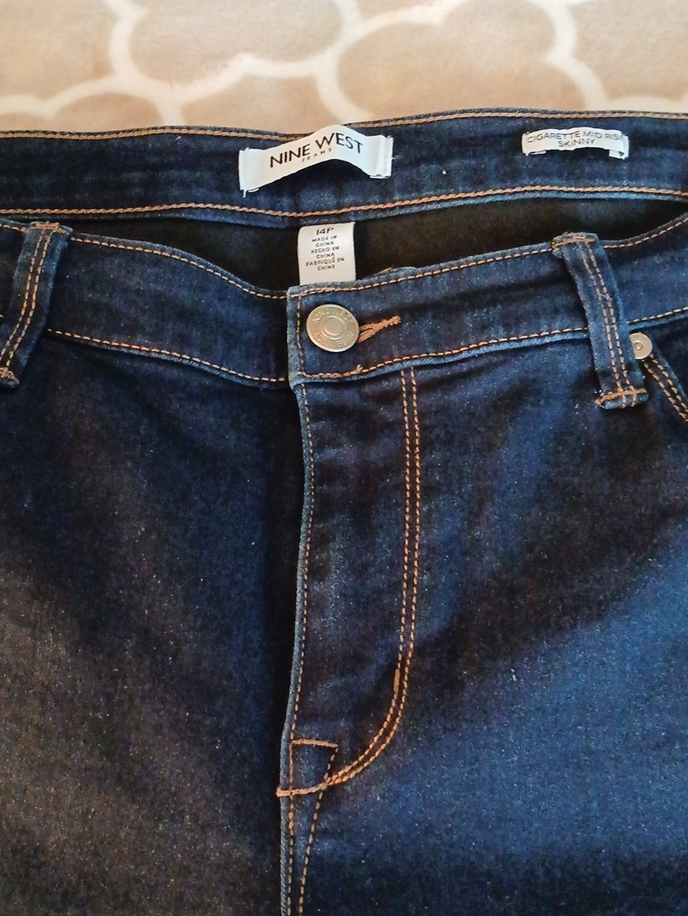 Nine West Women's Dark Blue Skinny Jeans with Contrast Stitching